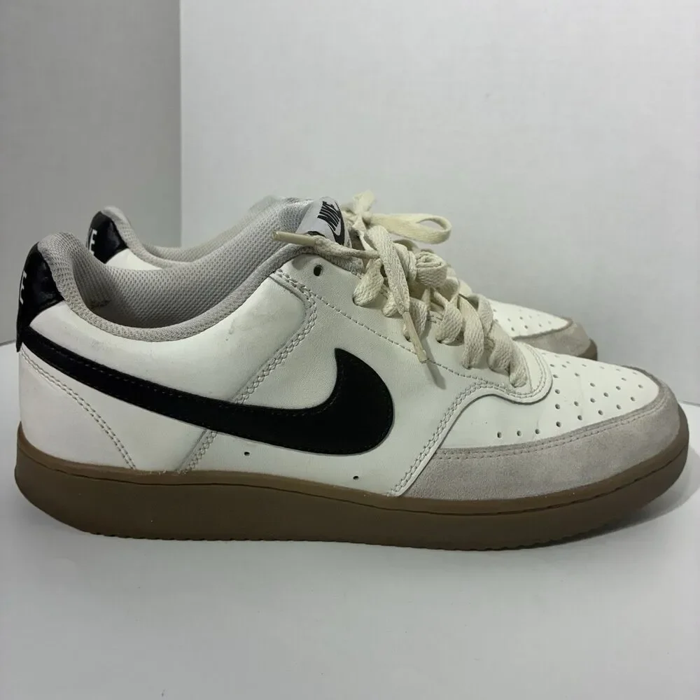 Nike Court Vision Low Men’s Size 9 Sail Black Gum Sneakers FQ8075-133